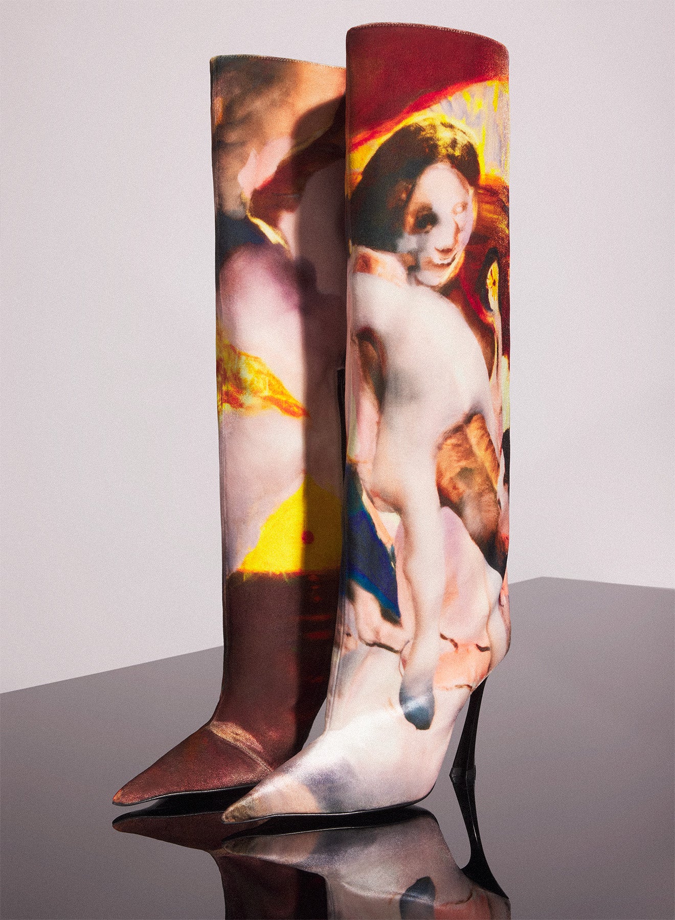 Mugler x Ambera Wellmann printed velvet fang 95 knee high boots