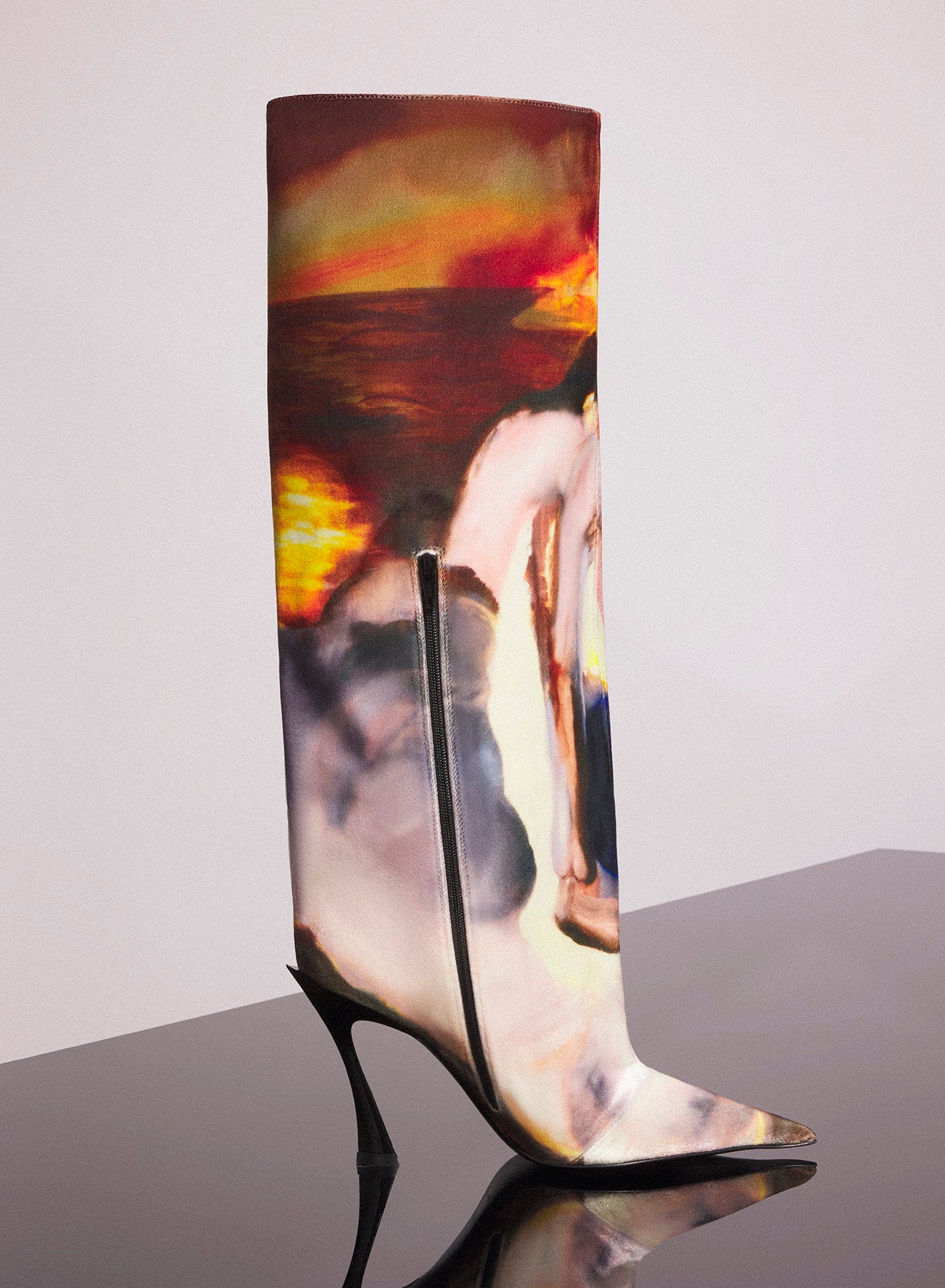 Mugler x Ambera Wellmann printed velvet fang 95 knee high boots