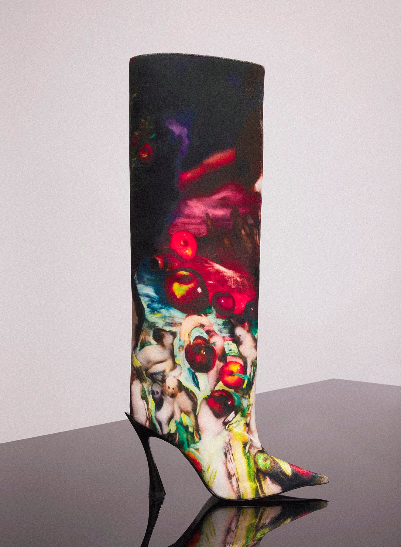 Mugler x Ambera Wellmann printed velvet fang 95 knee high boots