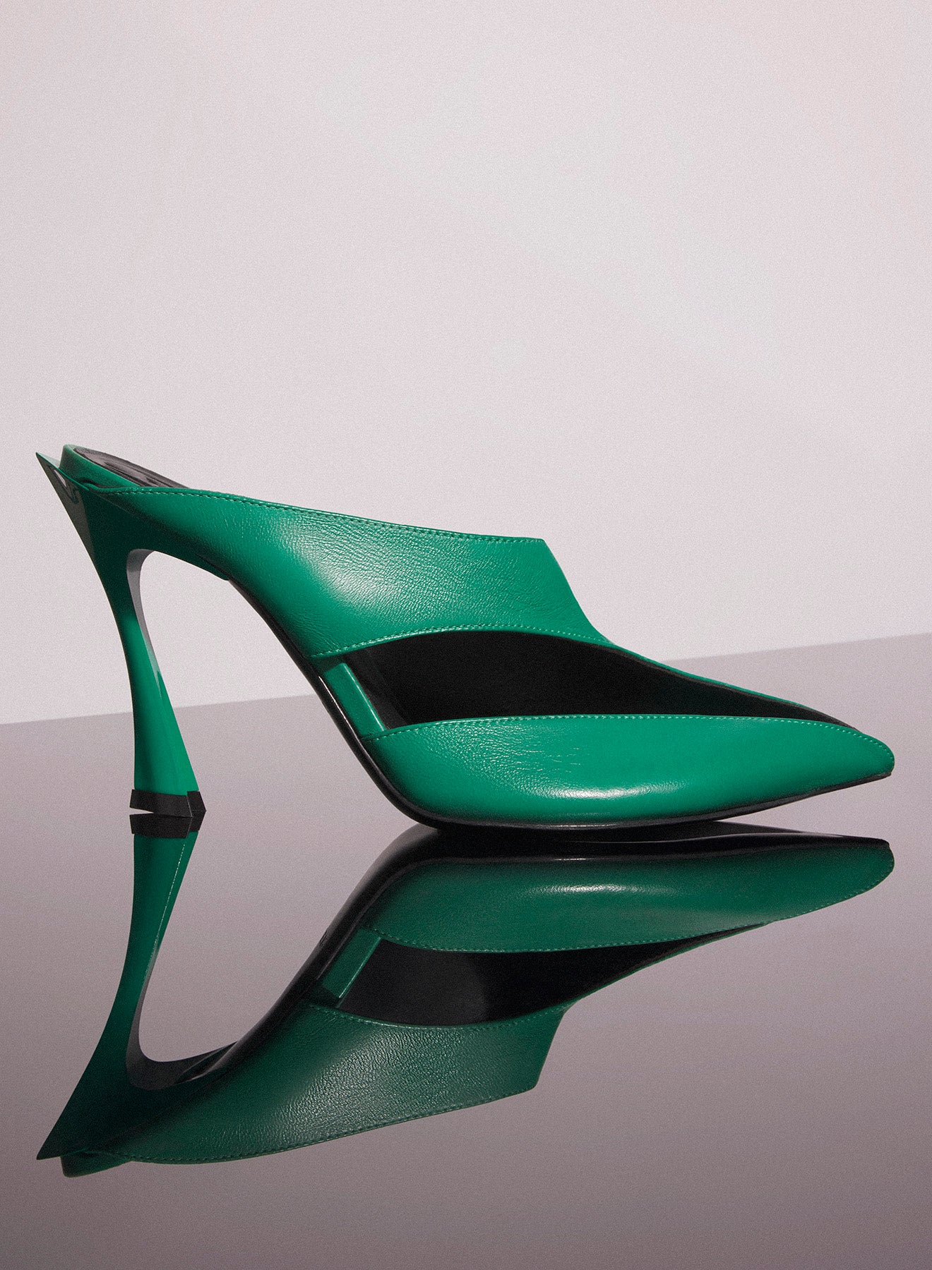 jade green leather fang 95 cut-out mule