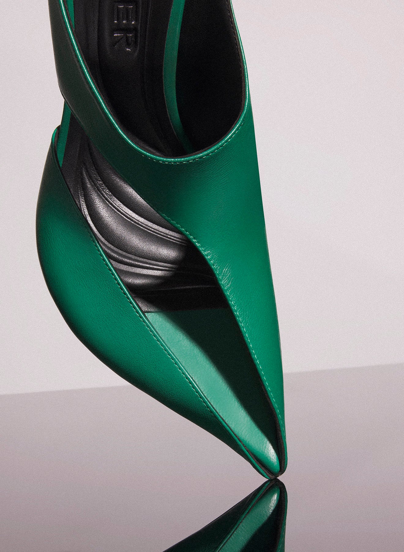 jade green leather fang 95 cut-out mule