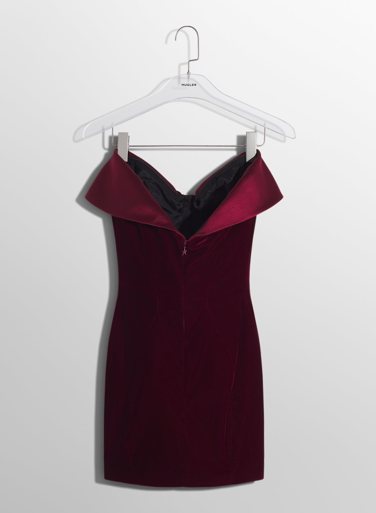 burgundy velvet and satin dress