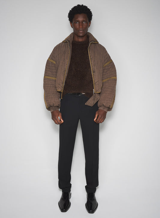 brown quilted cargo jacket