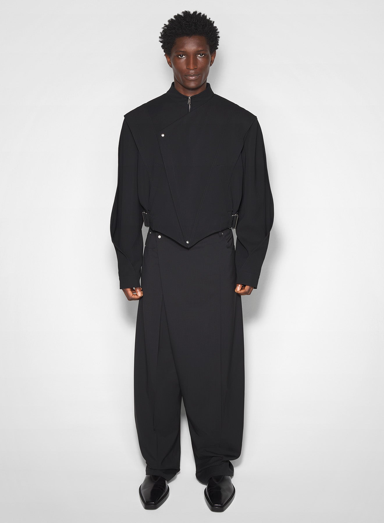 black asymmetric officer jacket