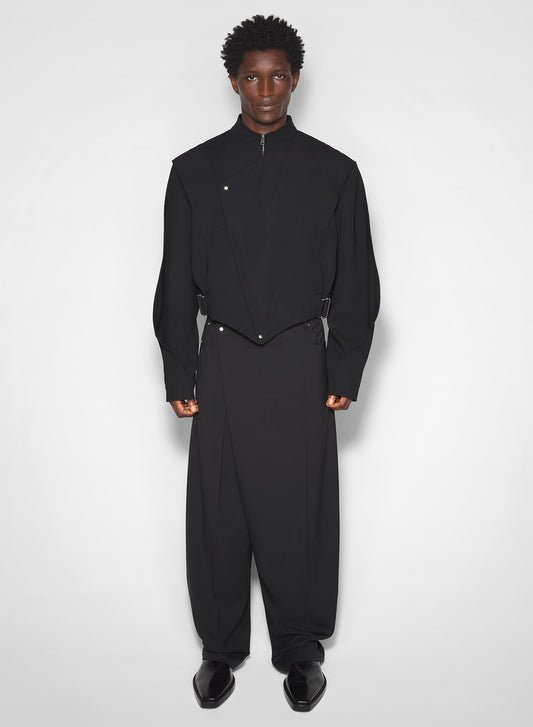 black asymmetric officer jacket