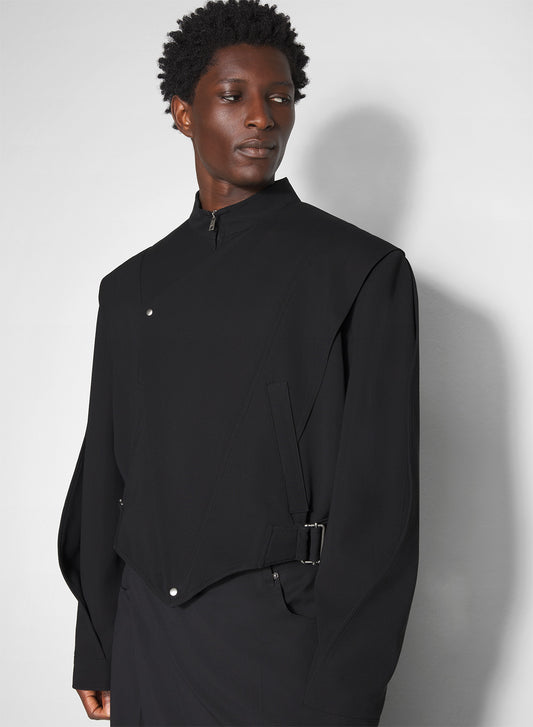 black asymmetric officer jacket