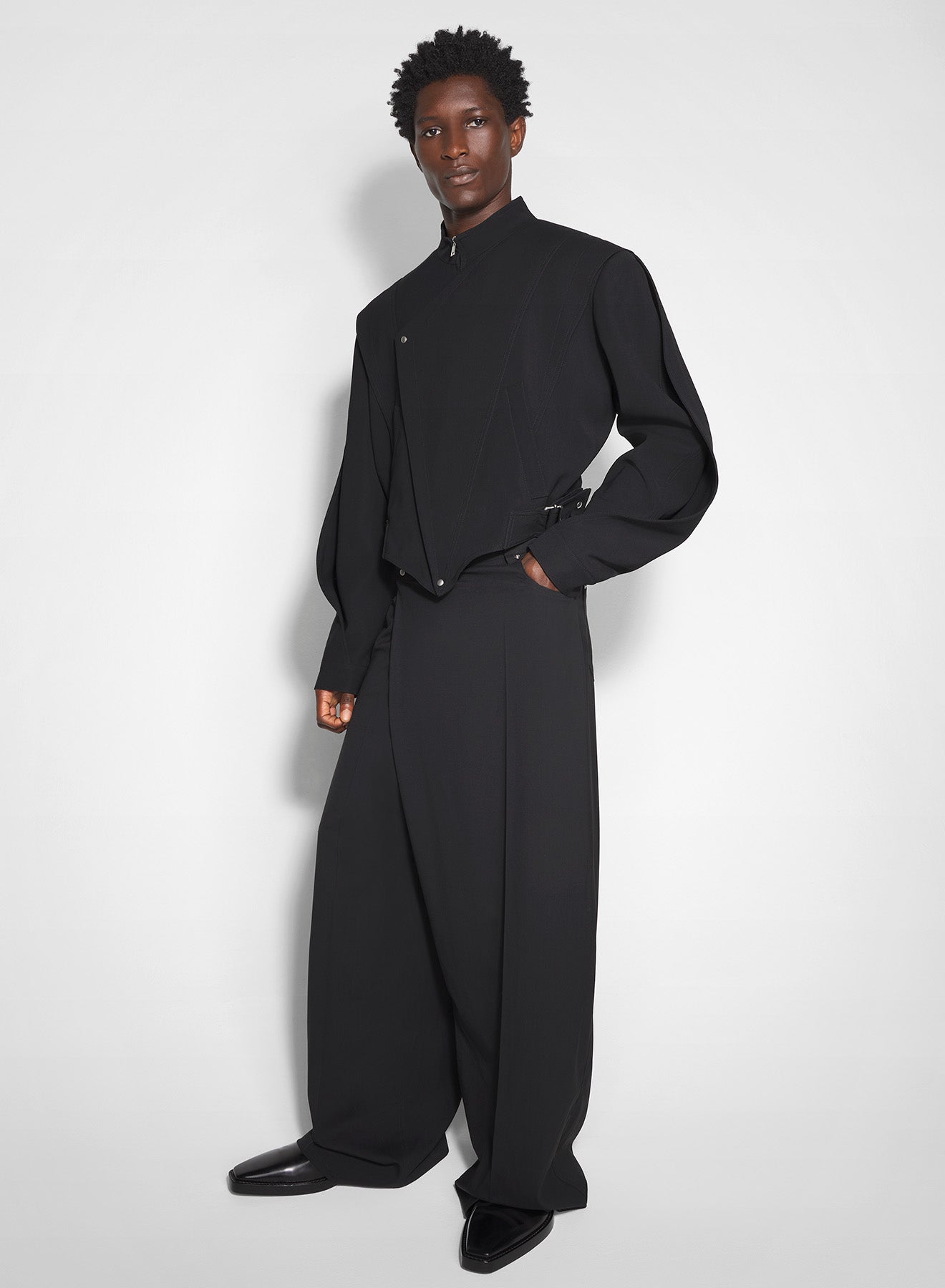 black asymmetric officer jacket