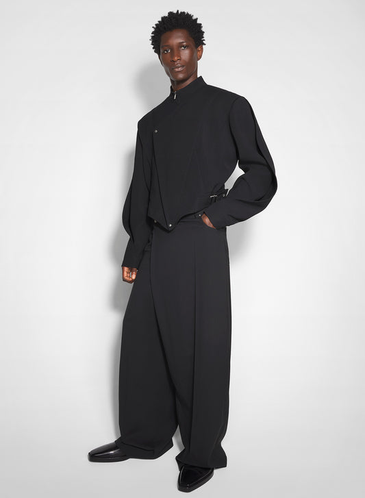 black asymmetric officer jacket