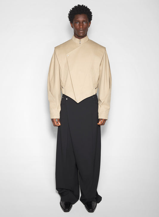 beige asymmetric officer jacket