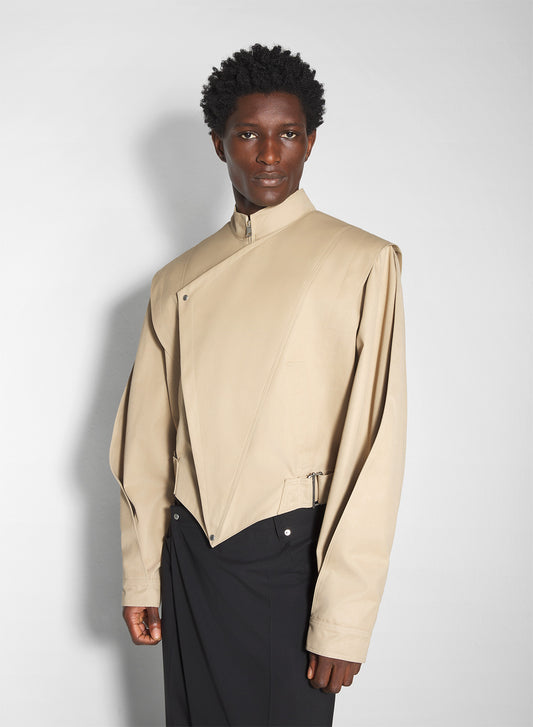 beige asymmetric officer jacket