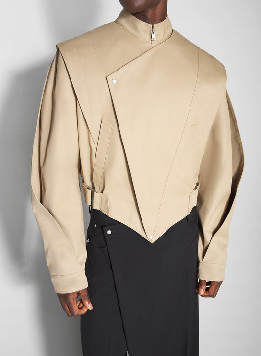beige asymmetric officer jacket