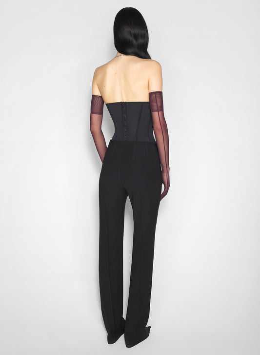 black tailored bustier top