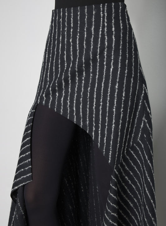 pinstripe asymmetric cascading skirt