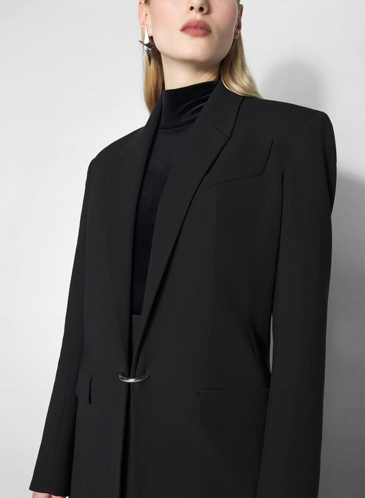 black pierced tailored coat