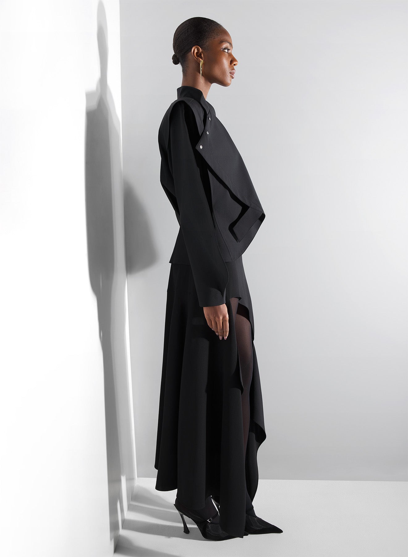black asymmetric officer jacket