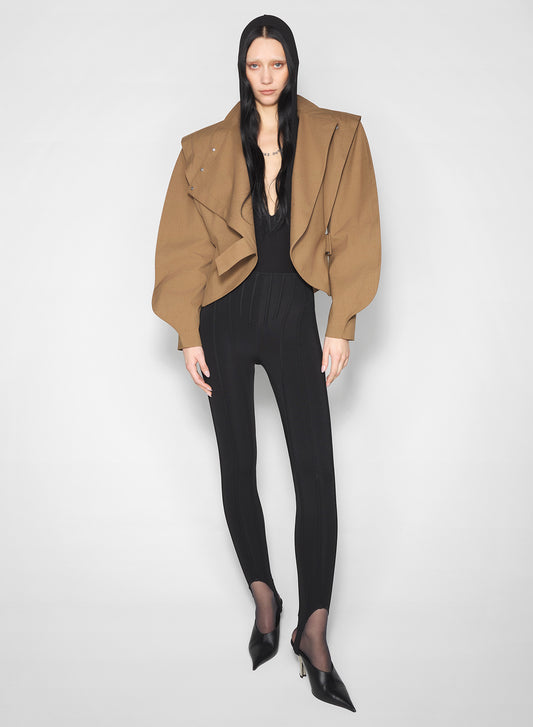 beige asymmetric officer jacket