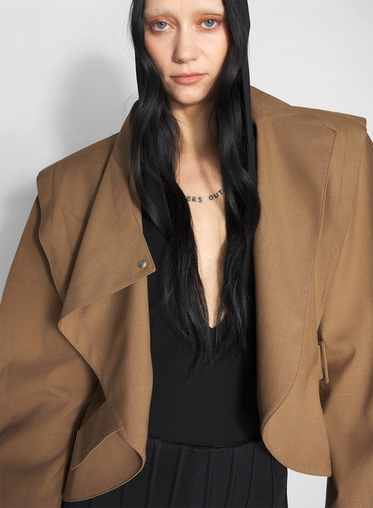 beige asymmetric officer jacket