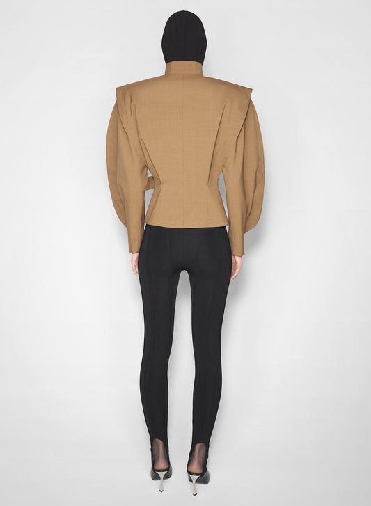 beige asymmetric officer jacket