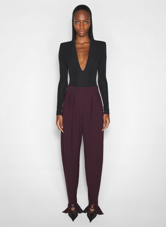 burgundy pierced loose tailored trousers