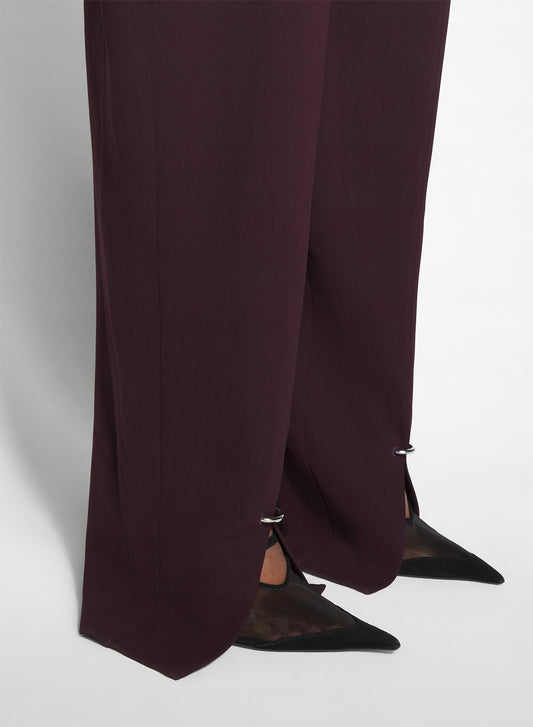 burgundy pierced loose tailored trousers