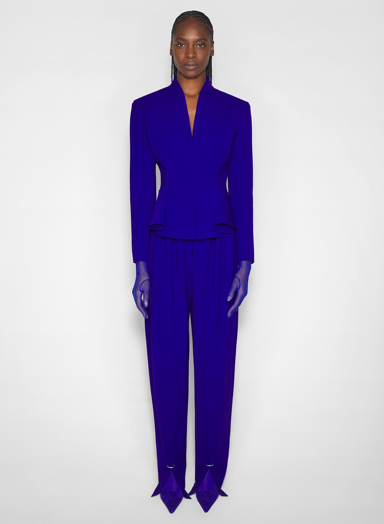 blue pierced loose tailored trousers