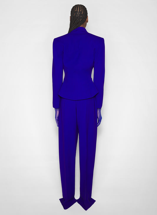 blue pierced loose tailored trousers