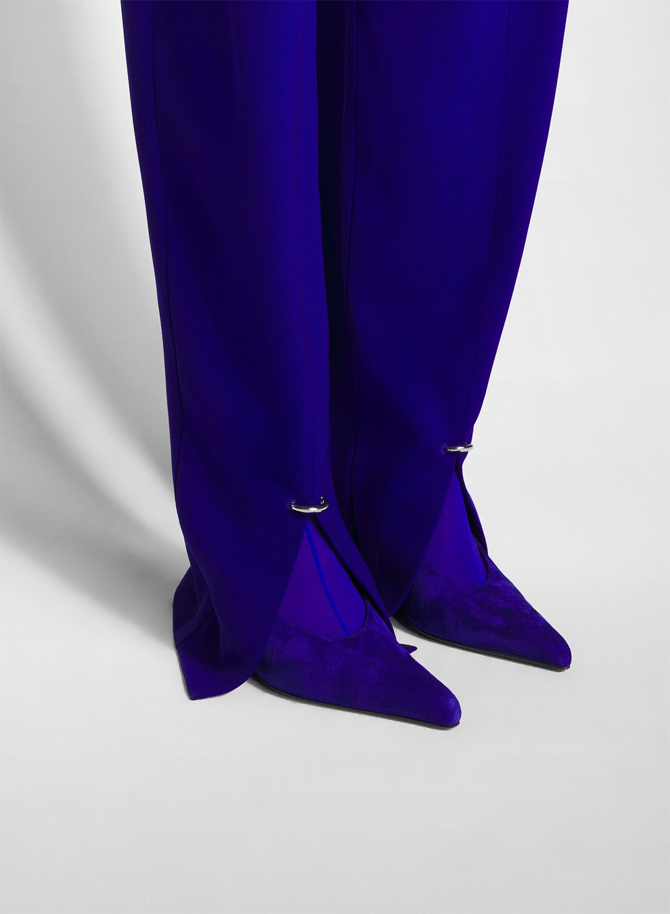 blue pierced loose tailored trousers