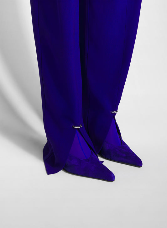 blue pierced loose tailored trousers