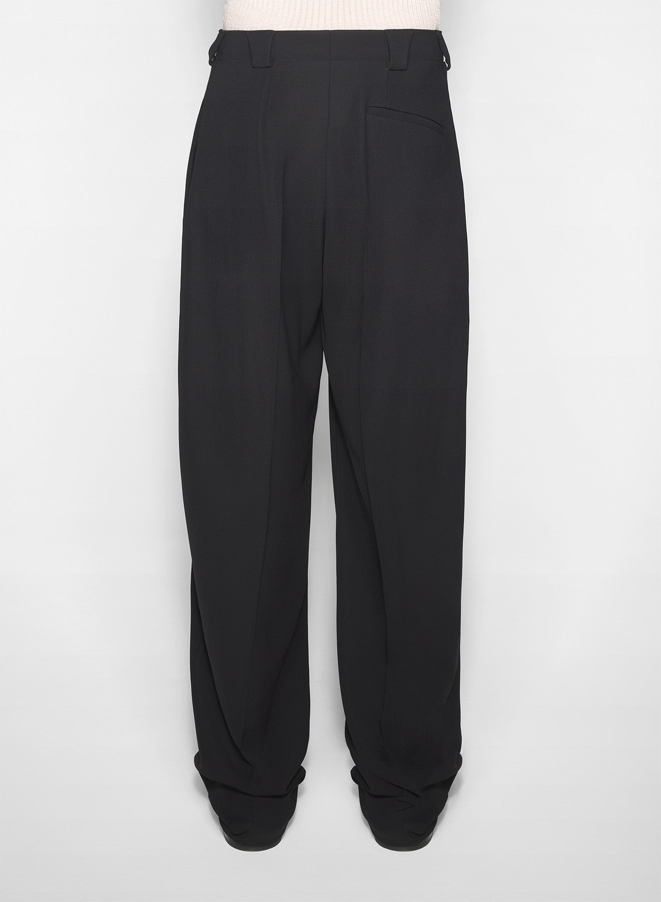 black pleated wide leg trousers