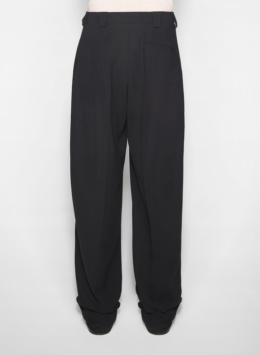 black pleated wide leg trousers