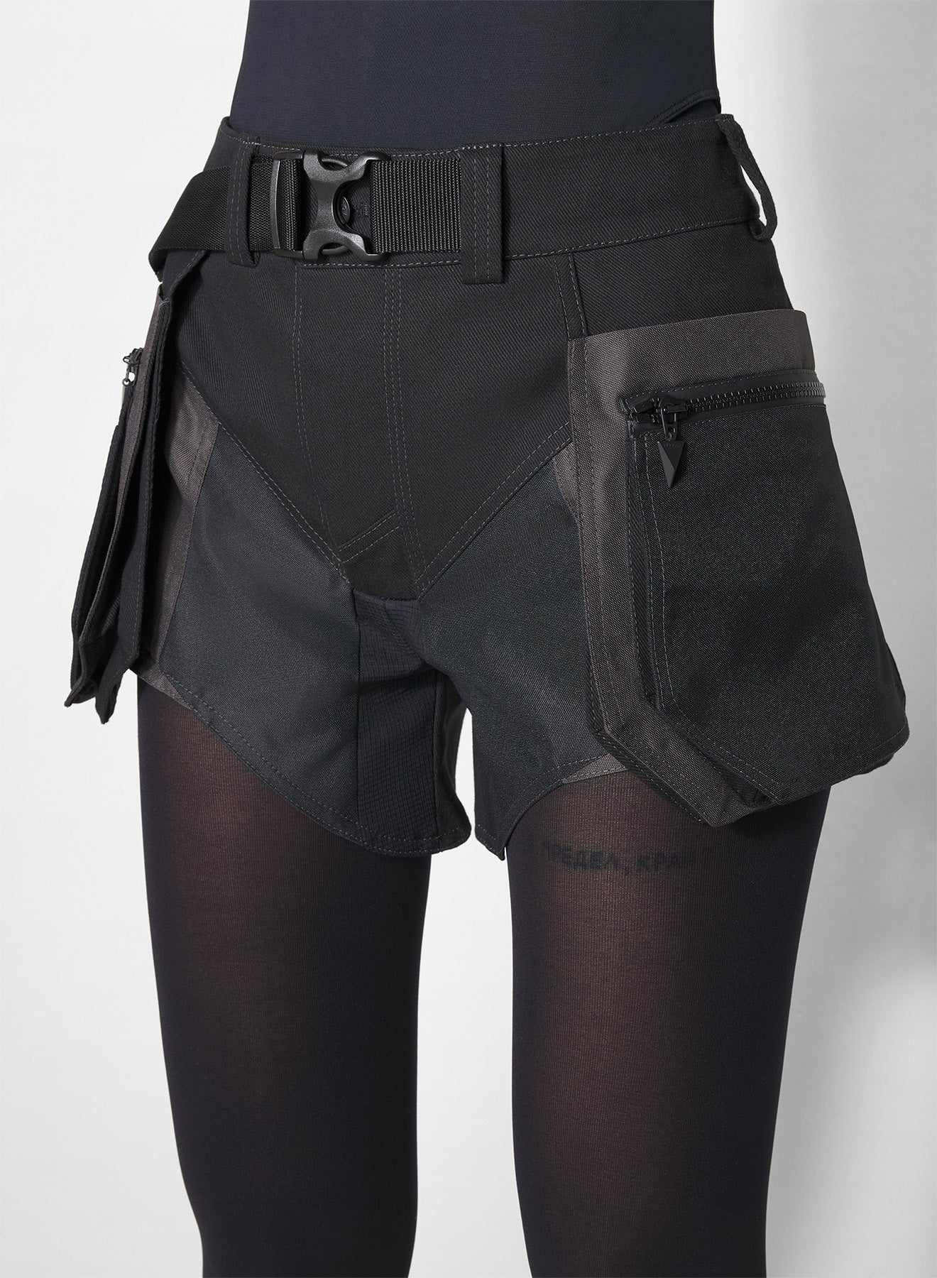 grey technical fabric cargo shorts