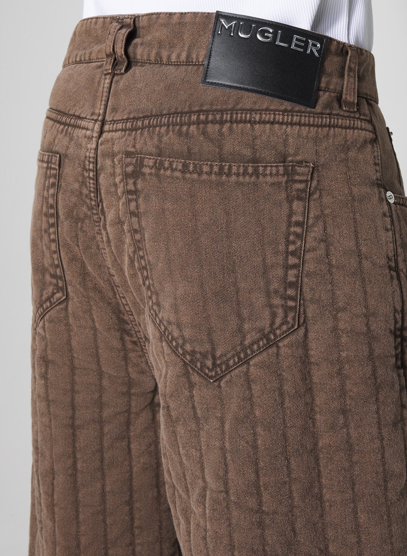brown straight quilted pants