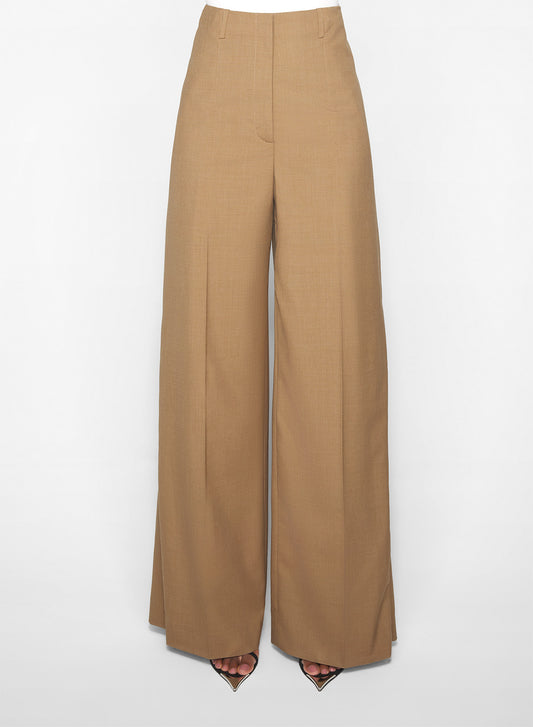 beige asymmetric wide pants