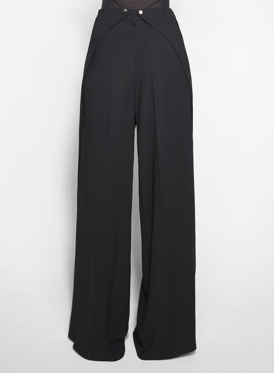 black asymmetric wide pants