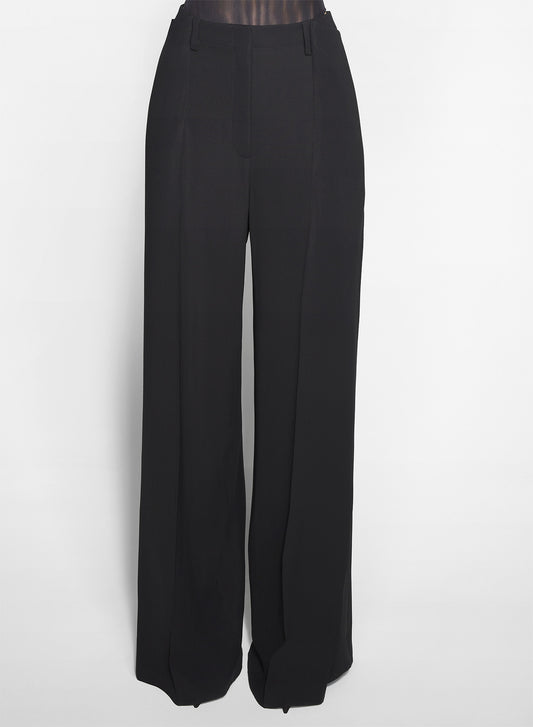 black asymmetric wide pants