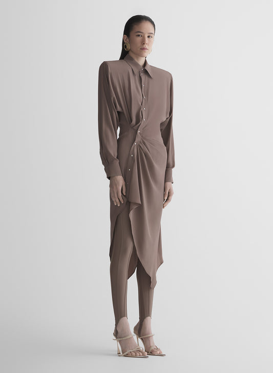 mocha asymmetric shirt dress