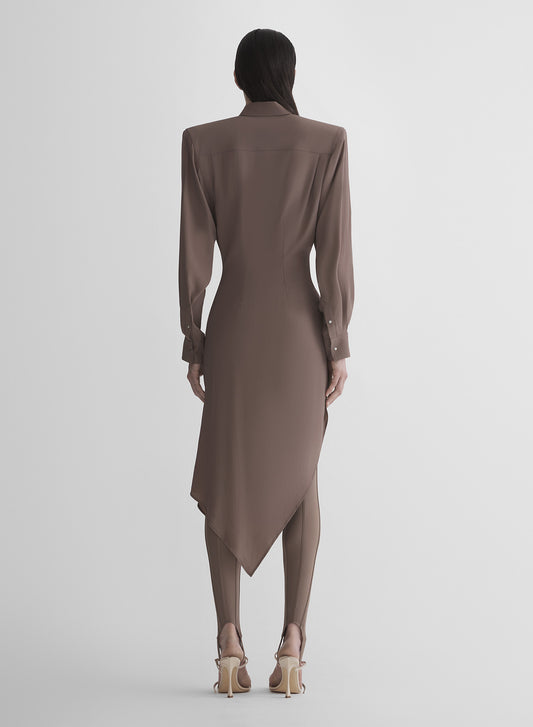 mocha asymmetric shirt dress