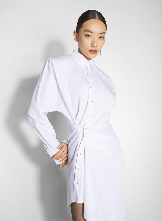 white asymmetric shirt dress