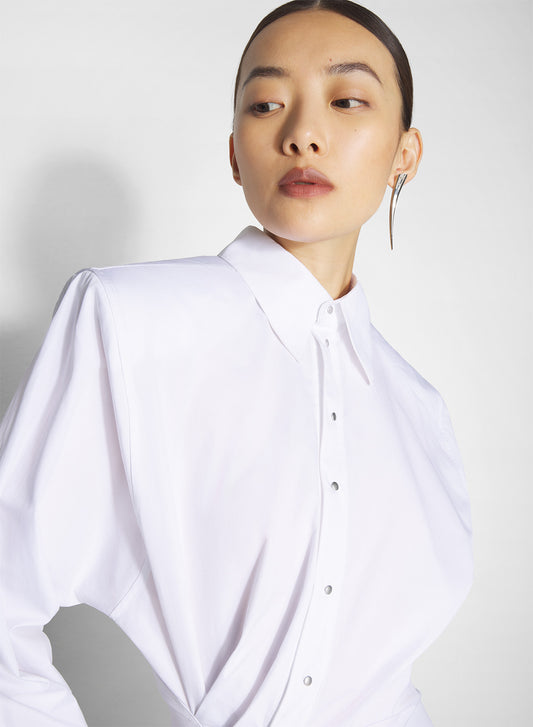 white asymmetric shirt dress