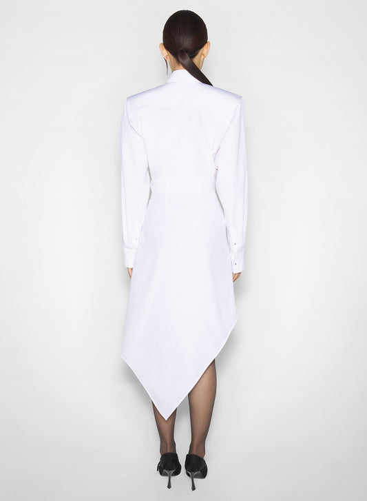 white asymmetric shirt dress