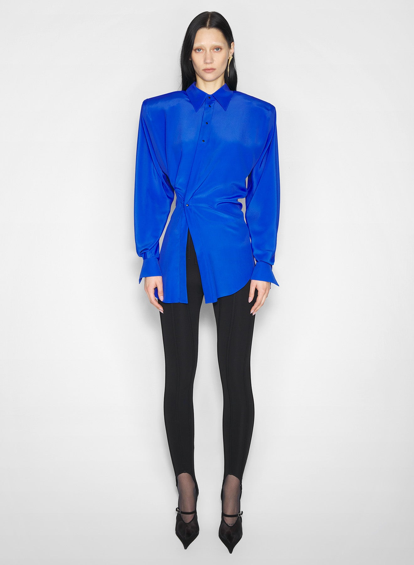 blue asymmetric shirt