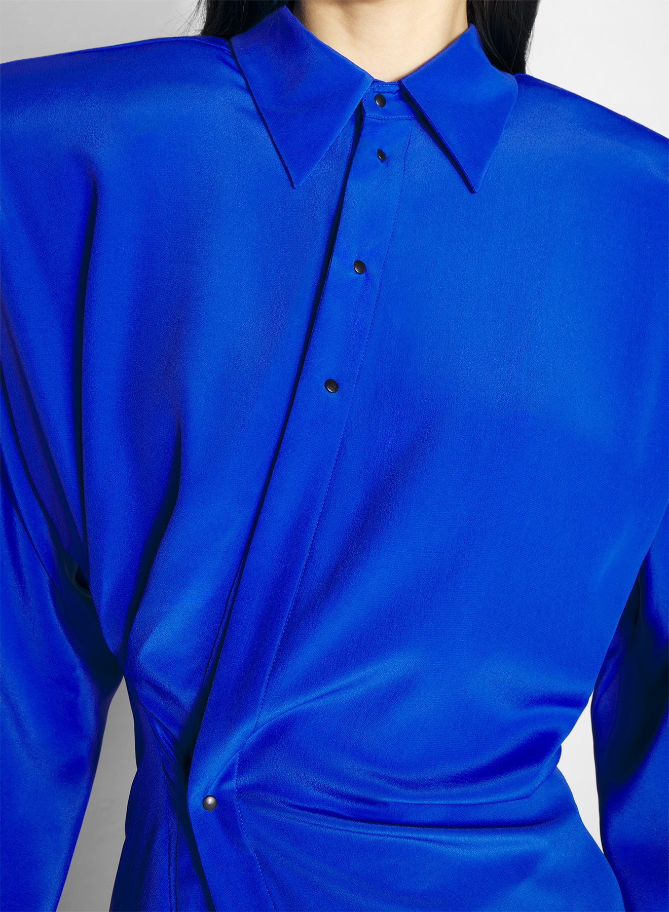 blue asymmetric shirt