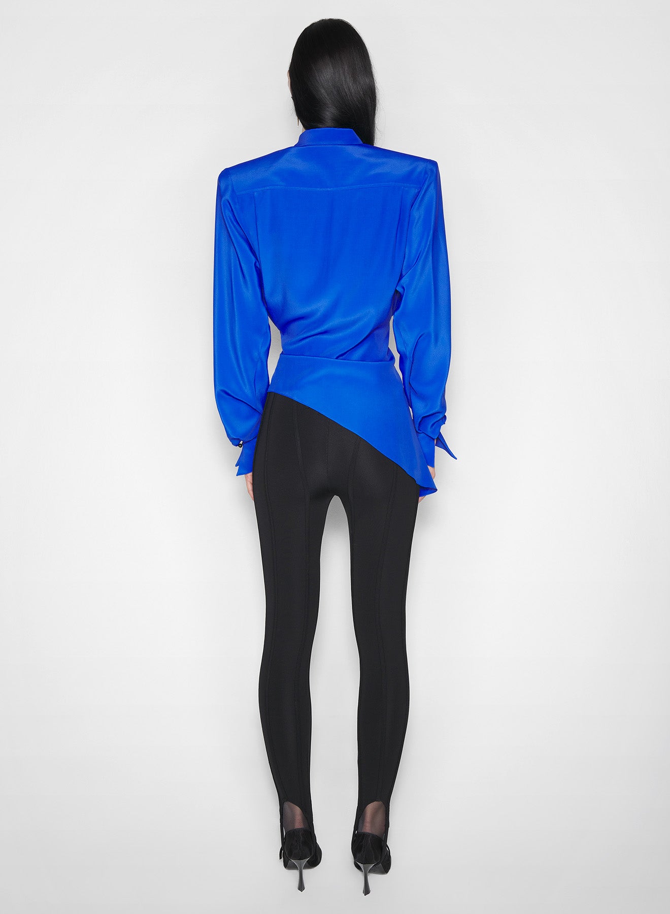 blue asymmetric shirt