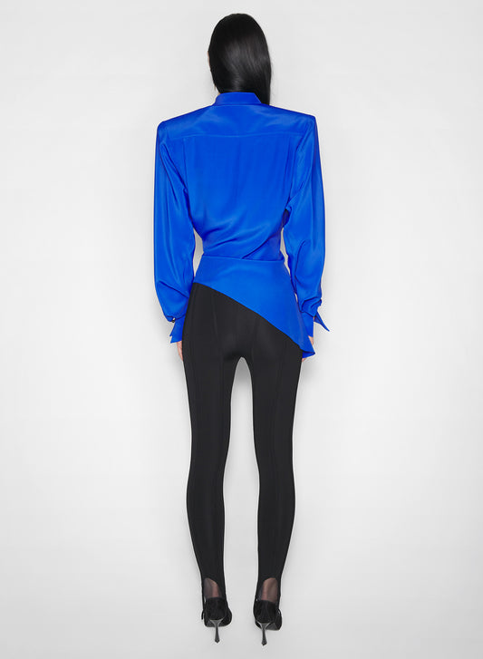 blue asymmetric shirt
