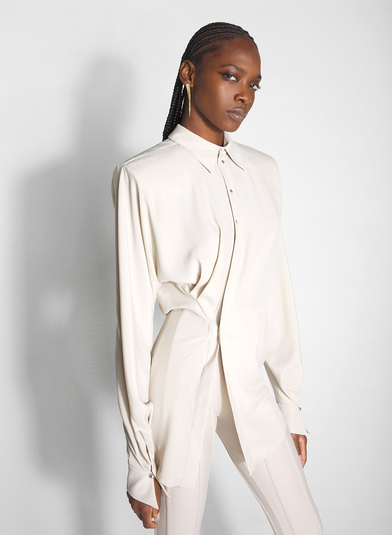 sand asymmetric shirt