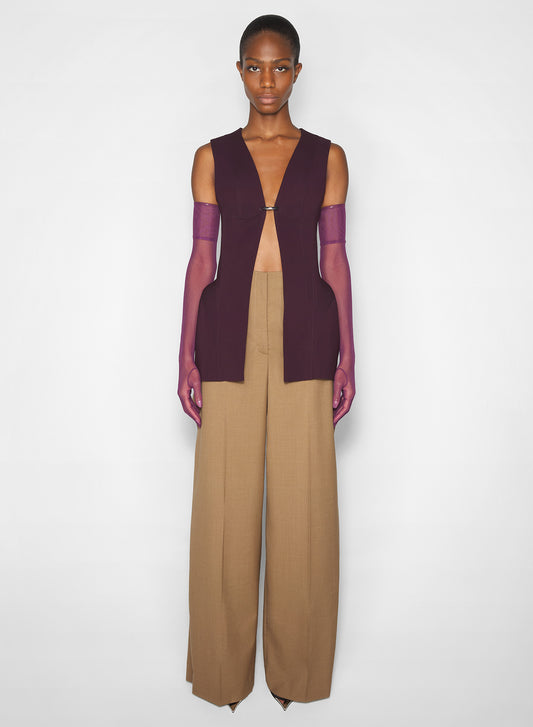 burgundy corseted pierced vest