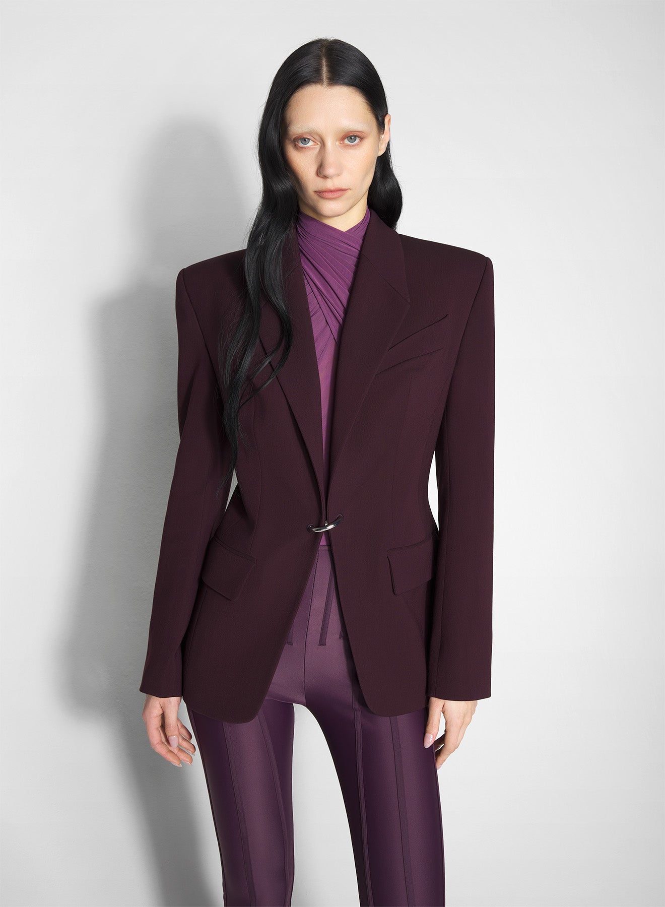 burgundy pierced tailored jacket