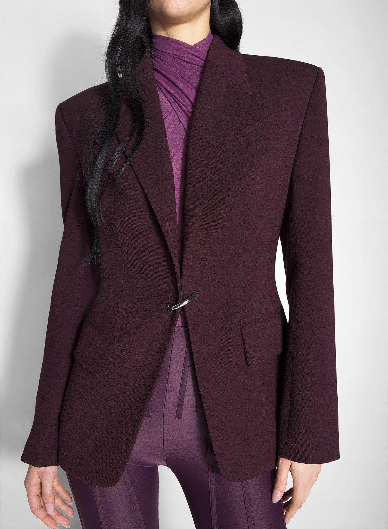 burgundy pierced tailored jacket