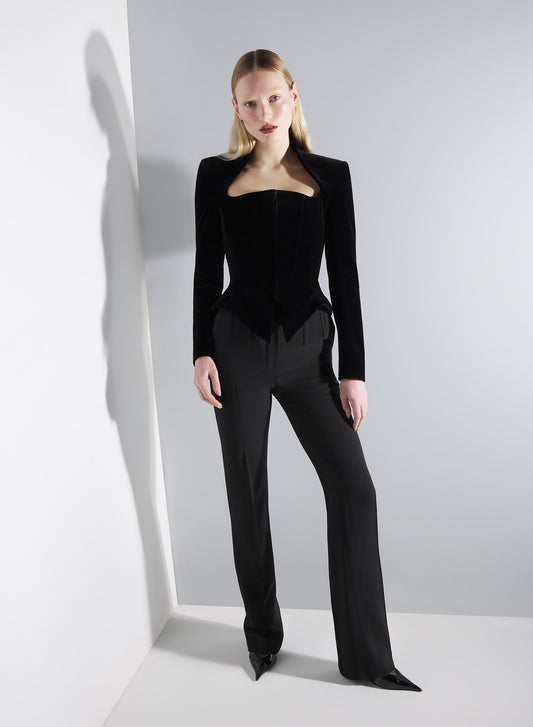 black velvet corseted jacket