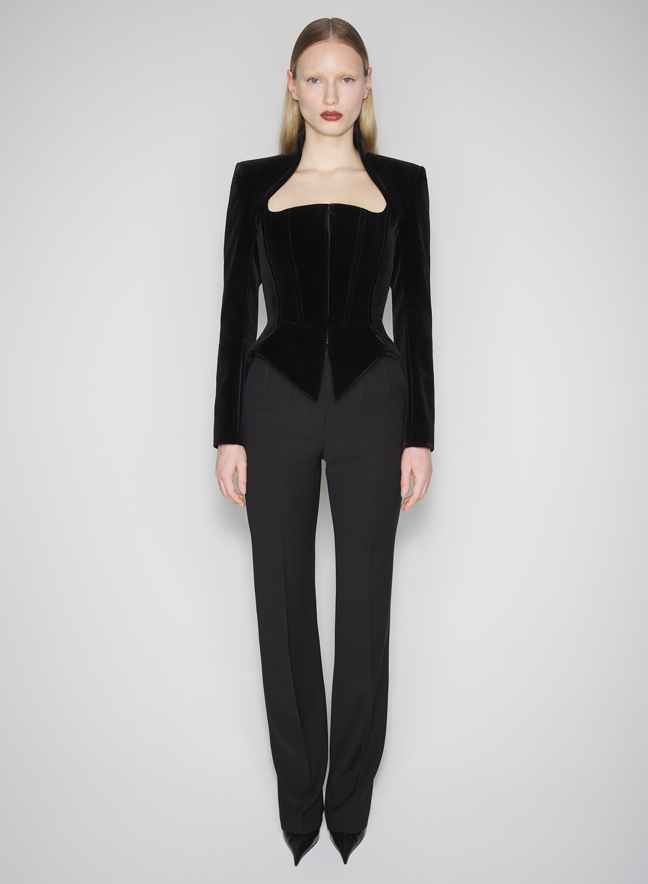 black velvet corseted jacket